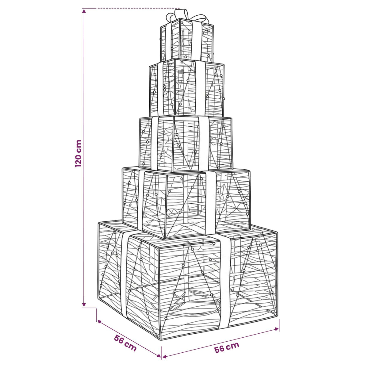 Christmas LED Gift Box Stack 250 LEDs Warm White