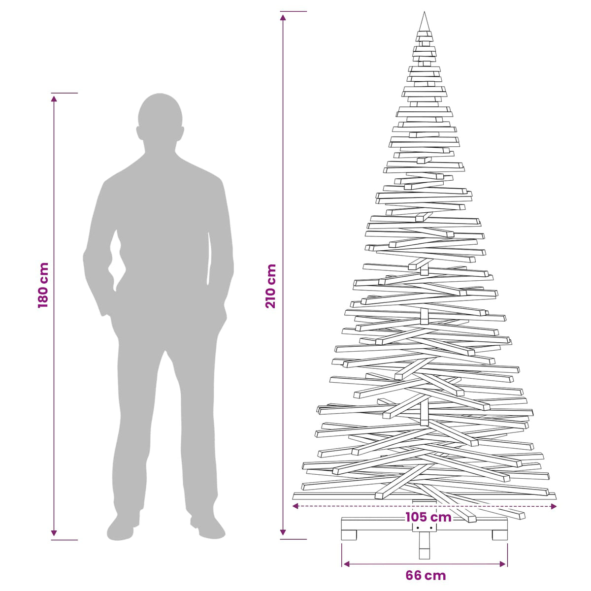 Wooden Christmas Tree KOTKA 210 cm Solid Pine Wood Natural