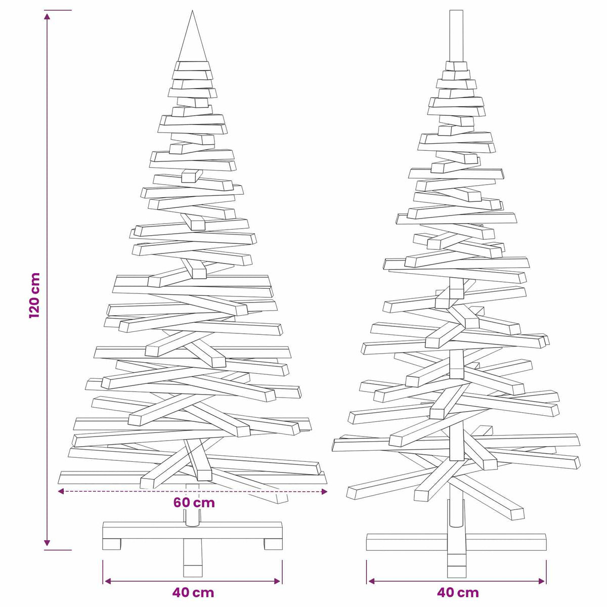 Wooden Christmas Tree KOTKA 120 cm Solid Pine Wood Brown Finish