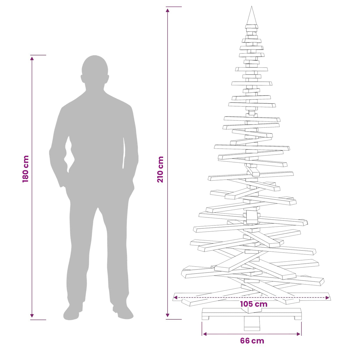 Wooden Christmas Tree KOTKA 210 cm Solid Pine Wood Natural