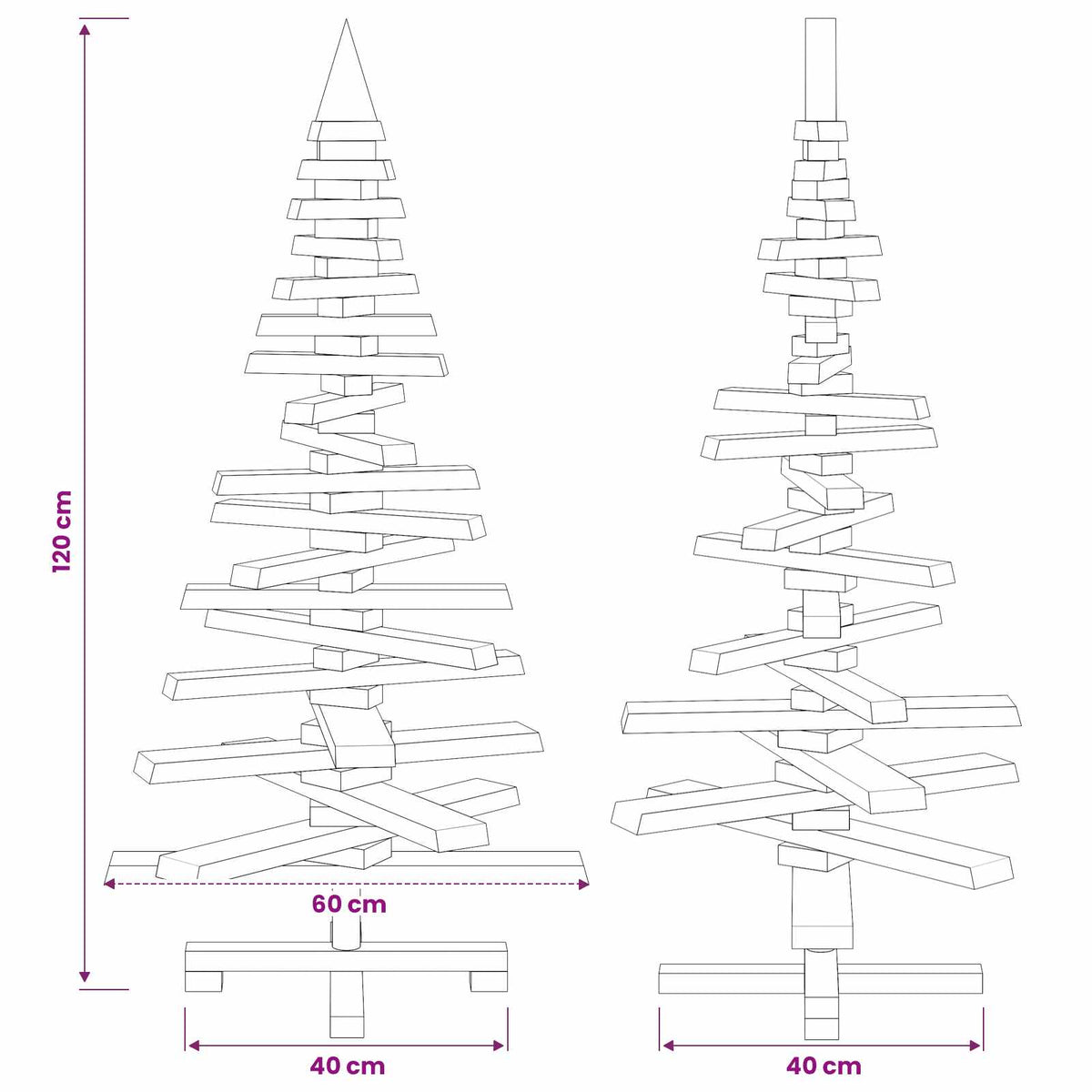 Wooden Christmas Tree KOTKA 120 cm Solid Pine Wood Brown Finish