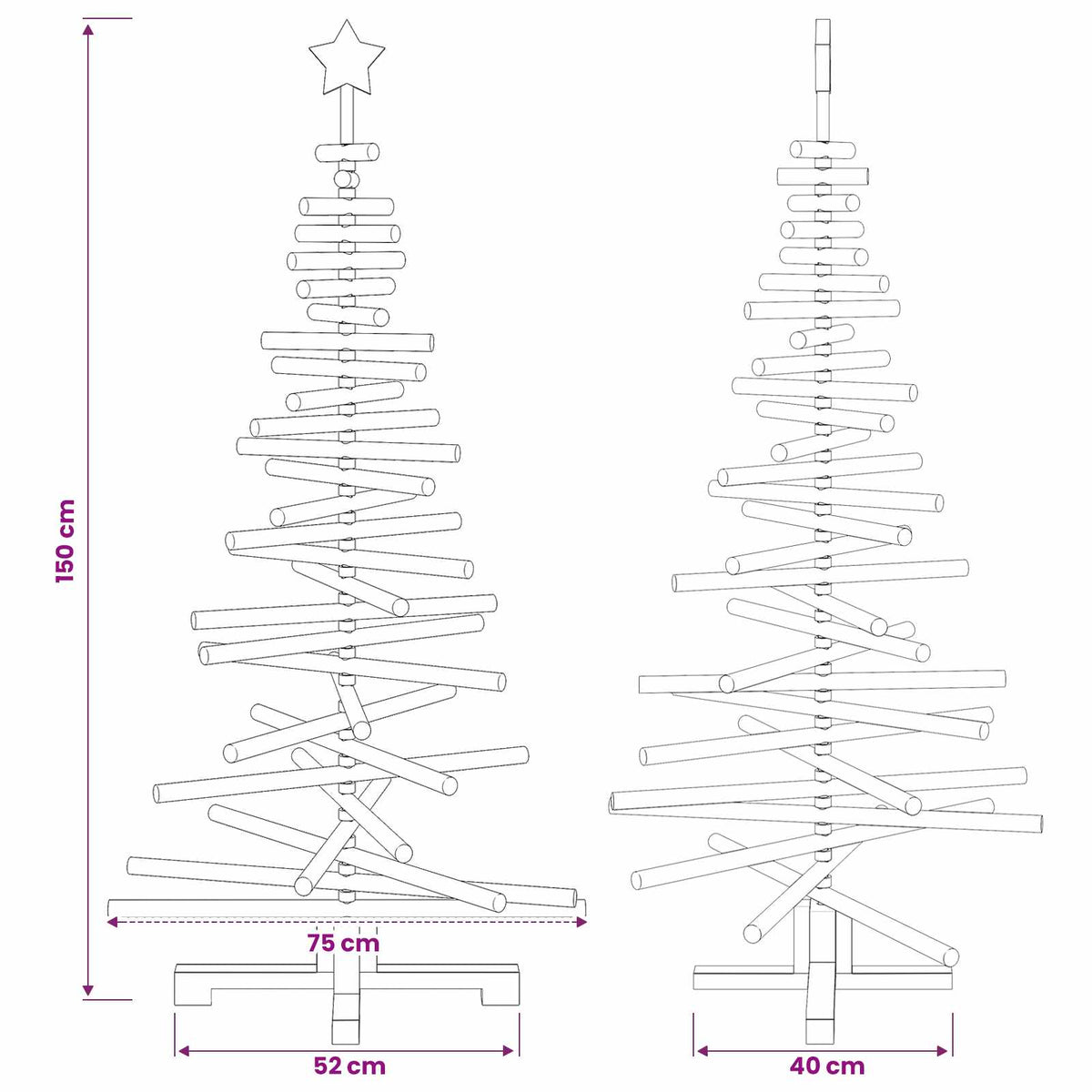 Wooden Christmas Tree KOTKA 150 cm Solid Pine Wood Natural