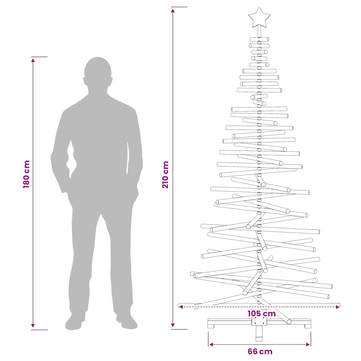 Wooden Christmas Tree KOTKA 210 cm Solid Pine Wood
