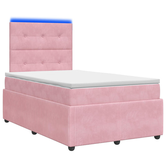 LED Box Spring Bed with Mattress Pink 120 x 200 cm Velvet LED Box Spring Bed with Mattress Pink 120 x 200 cm Velvet