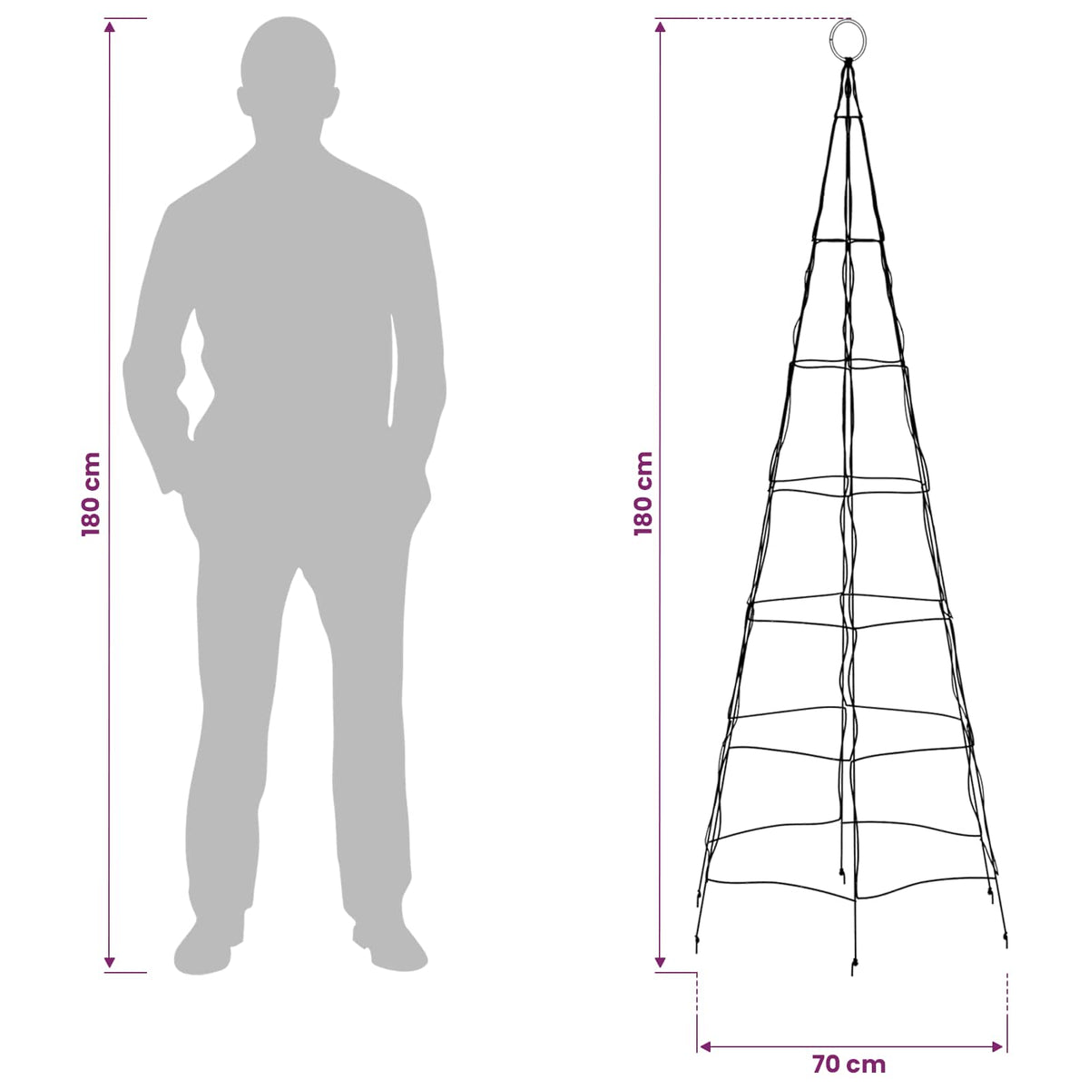 LED Christmas Tree 180 cm 168 LEDs Multicolour iron Black