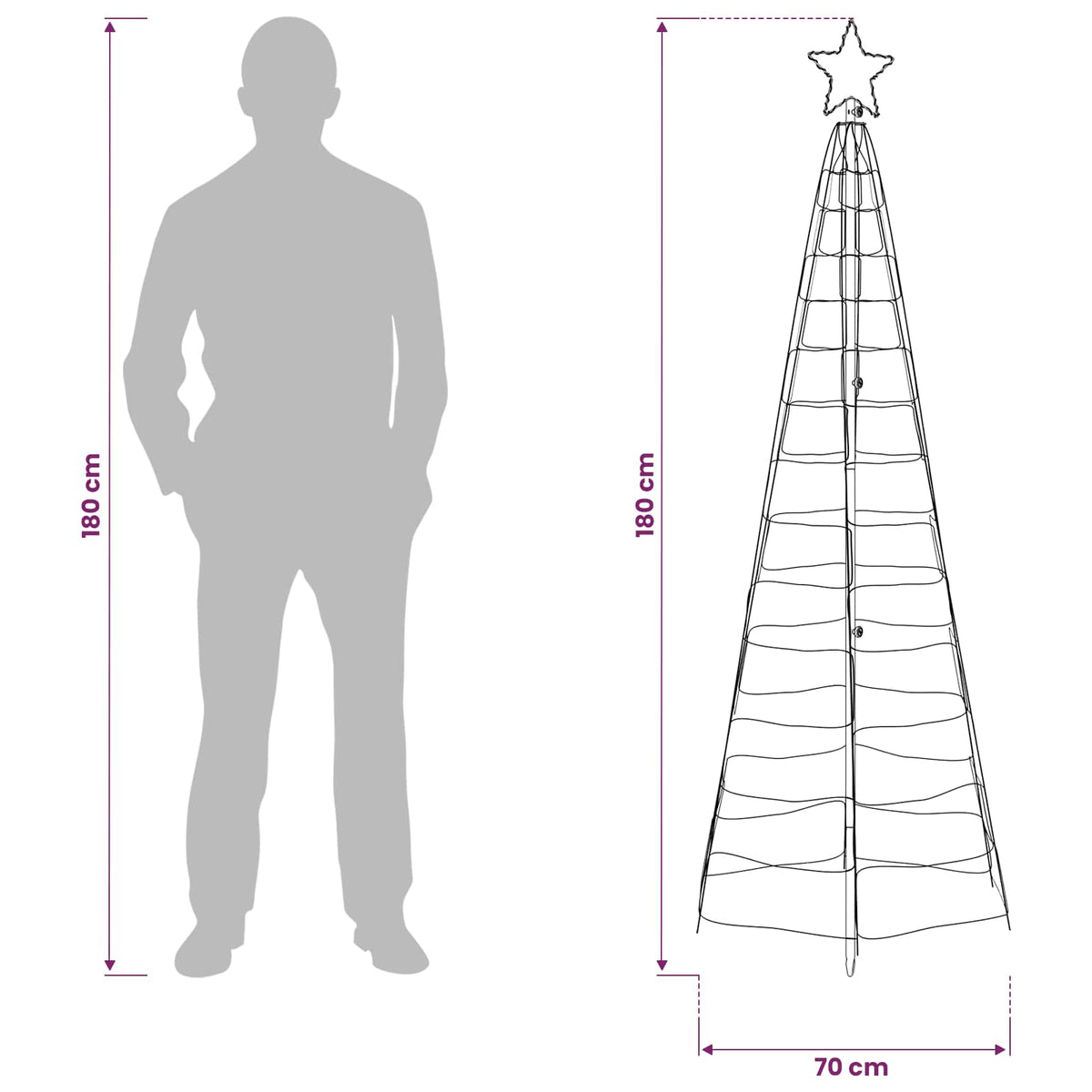 LED Christmas Tree 180 cm 168 LEDs Multicolour Steel Black