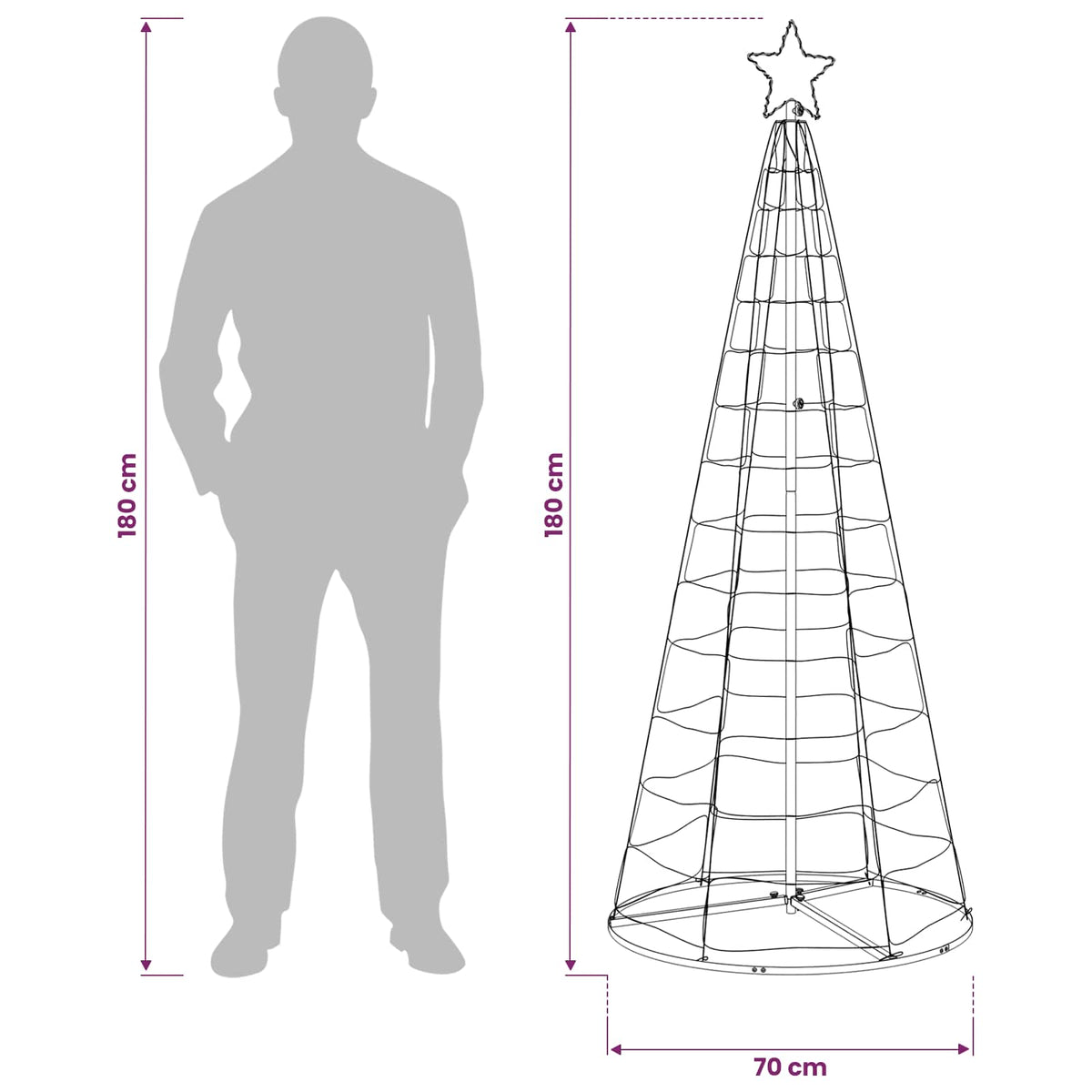 LED Christmas Tree 180 cm 168 LEDs RGB Steel RGB