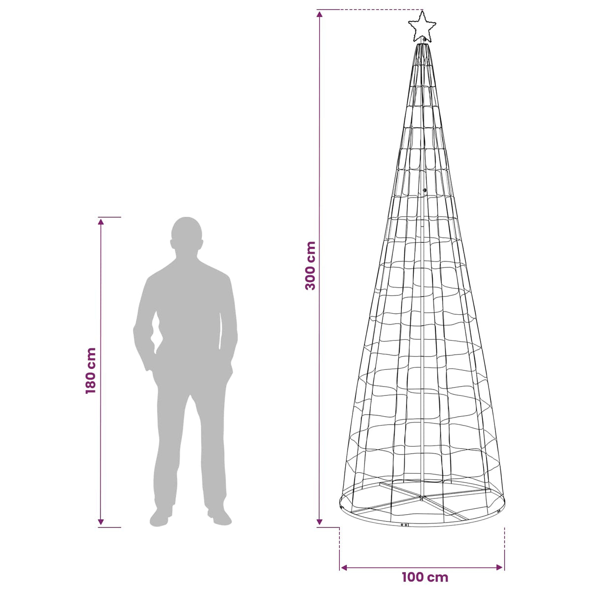 LED Christmas Tree 300 cm 390 LEDs RGB Steel RGB