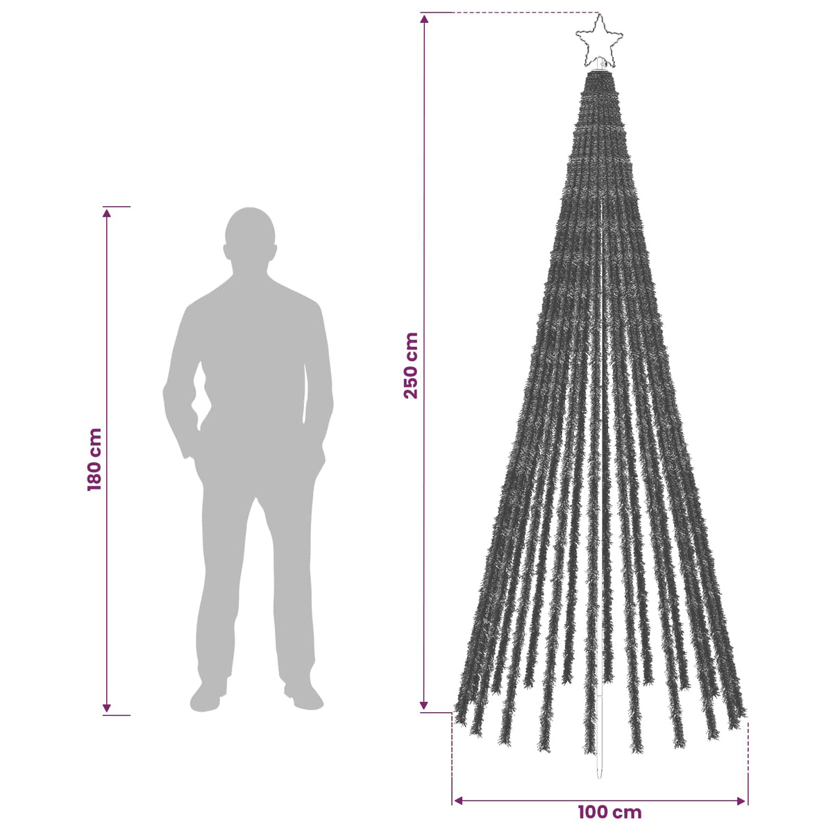 LED Christmas Tree 250 cm 475 LEDs Warm White Steel Black