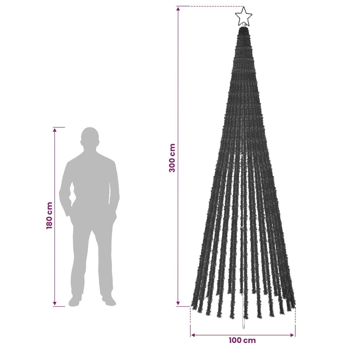 LED Christmas Tree 300 cm 668 LEDs Blue Steel Black