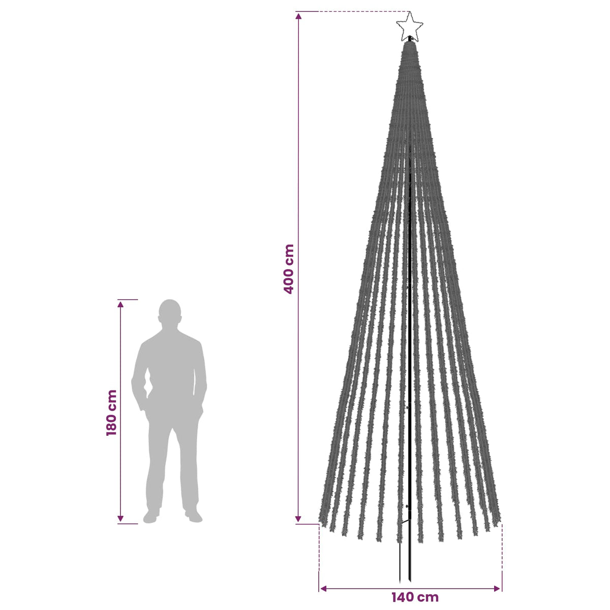 LED Christmas Tree 400 cm 1028 LEDs Cold White Steel Black