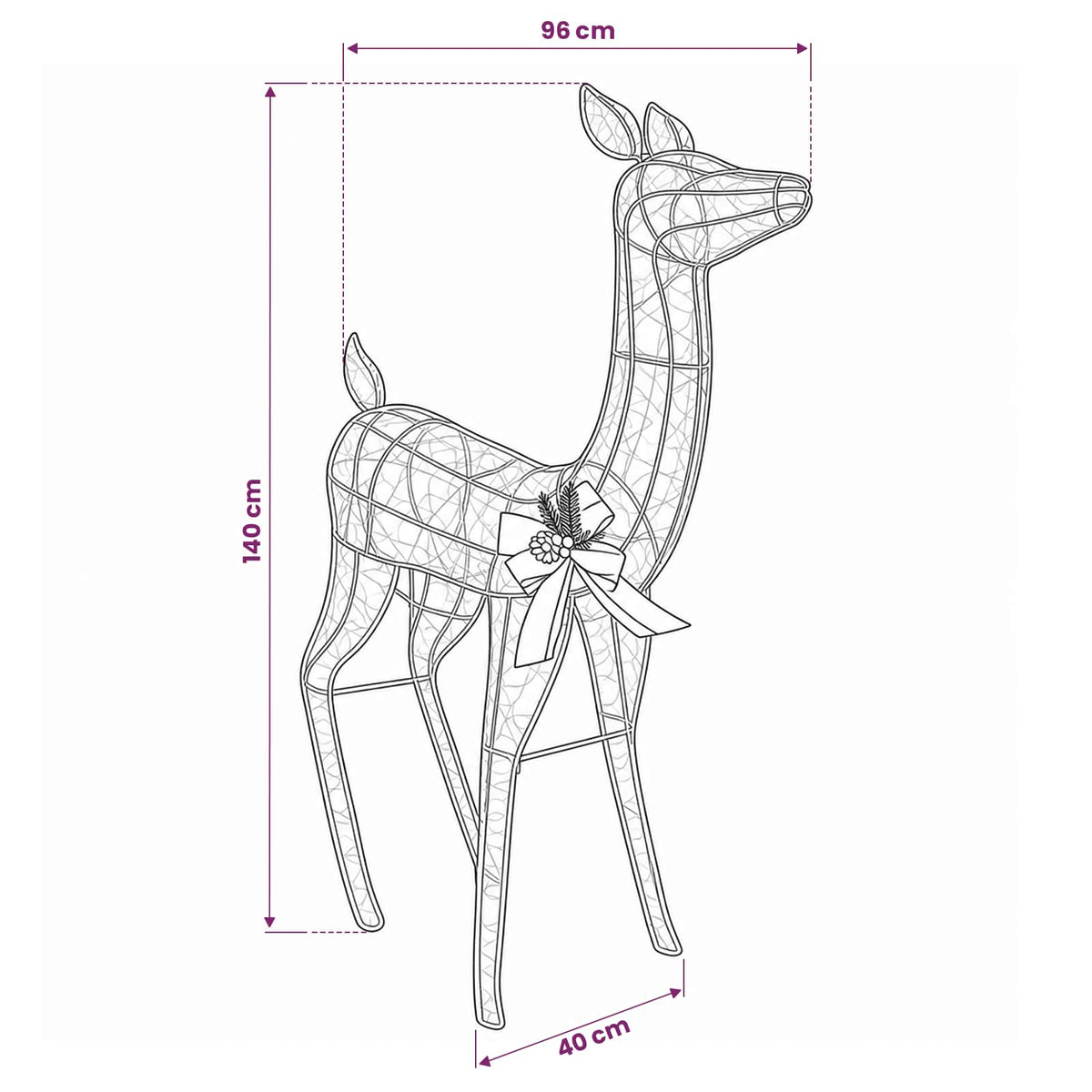 3D Christmas Reindeer LOVIISA 200 LEDs Warm White