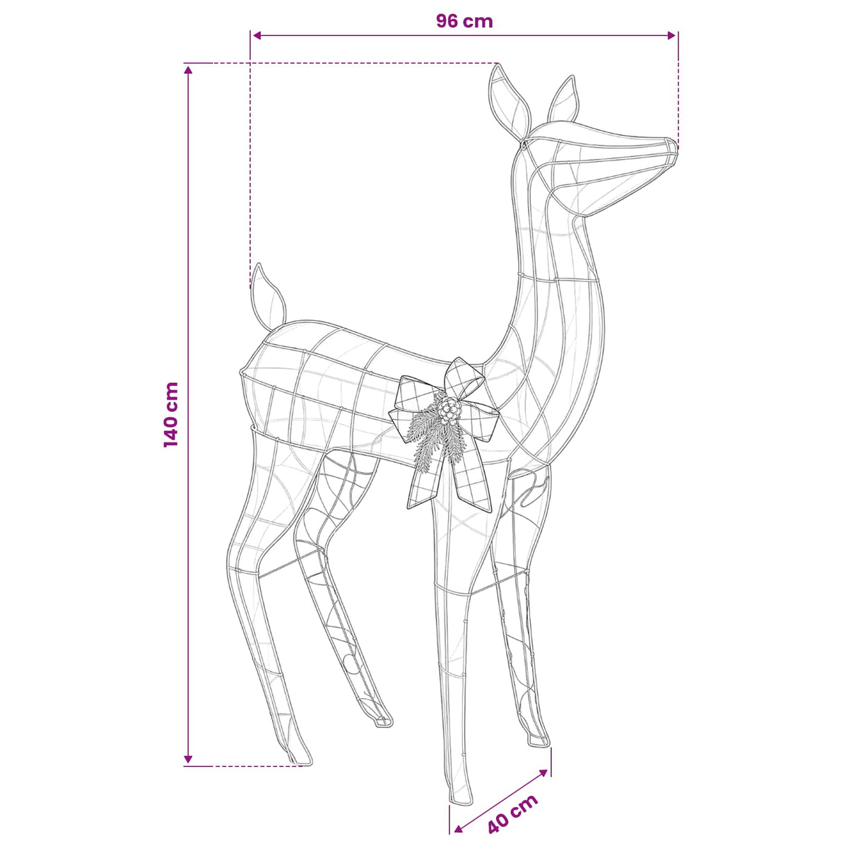 3D Christmas Reindeer LOVIISA 200 LEDs Cold White