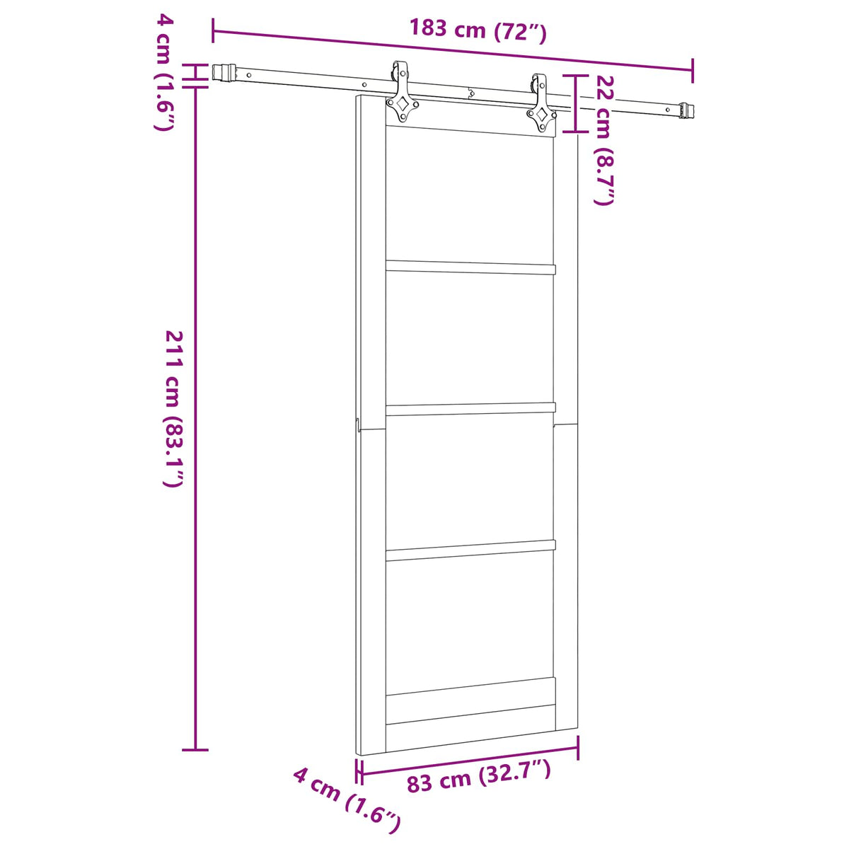 Sliding Door 83 x 211 cm Engineered Wood White
