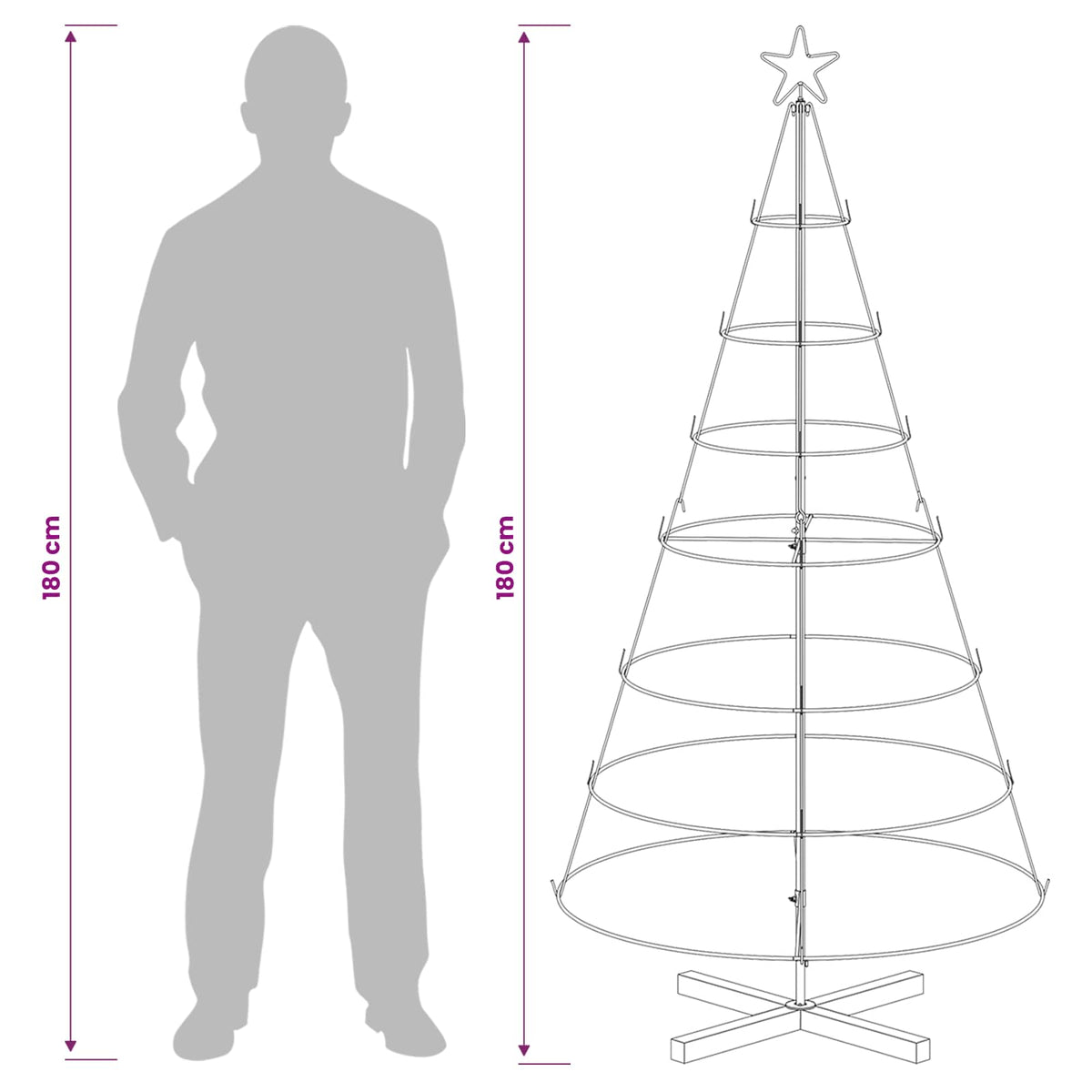 Metal Christmas Tree with Stand KUOPIO 180 cm Steel Gold