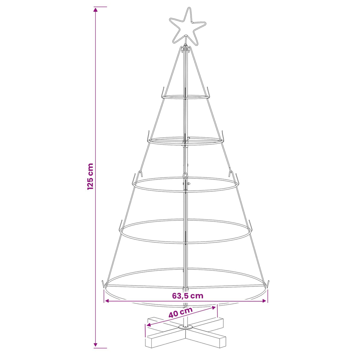 Metal Christmas Tree with Ring Stand KUOPIO 125 cm Steel White