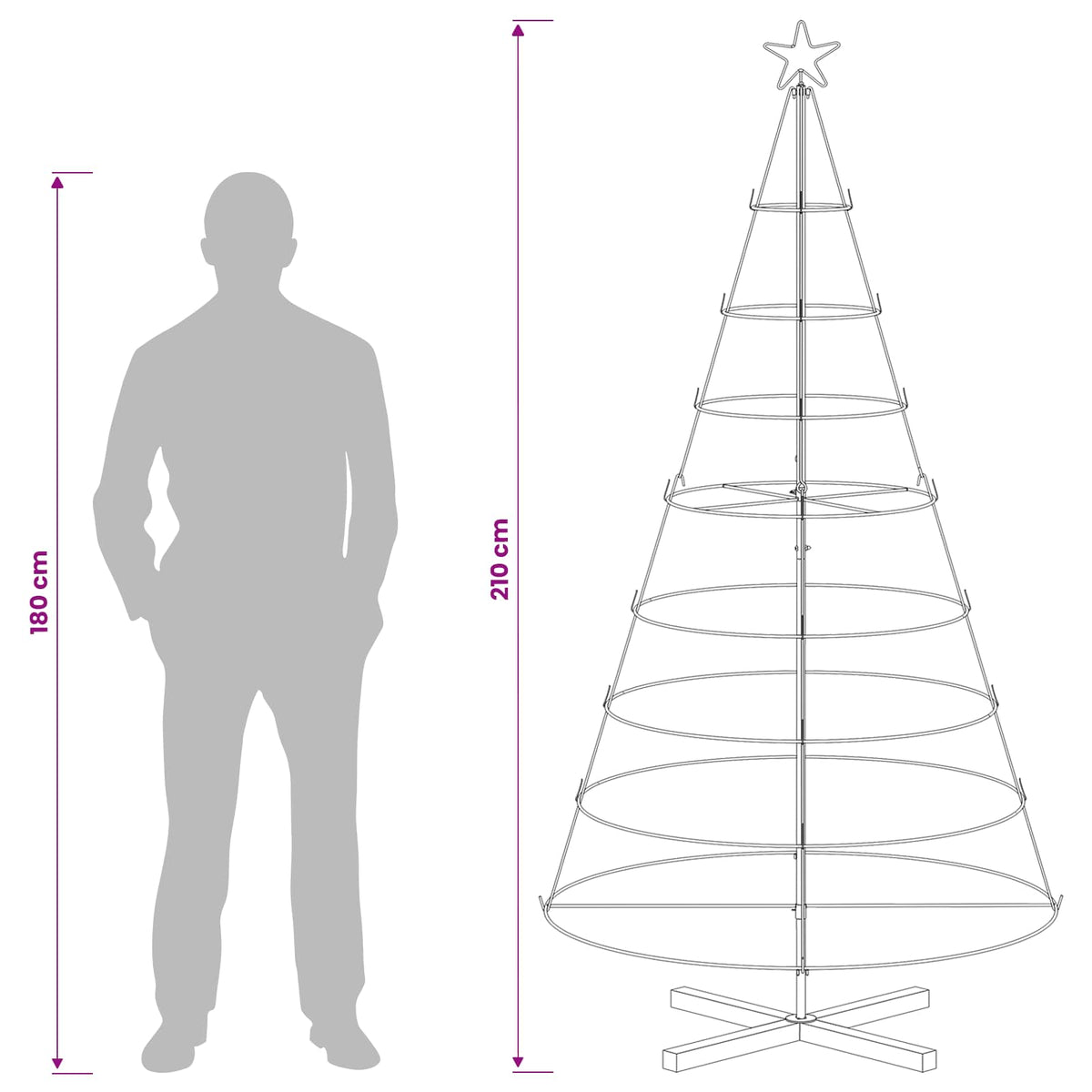 Metal Christmas Tree with Ring Stand KUOPIO 210 cm Steel White
