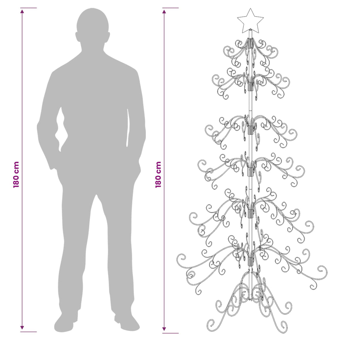 Metal Christmas Tree KUOPIO 180 cm Steel White