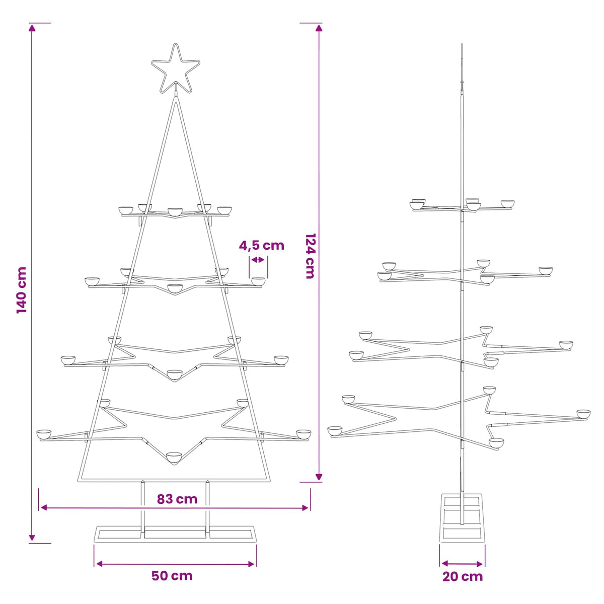 Metal Christmas Tree with Holder KUOPIO 140 cm Steel White