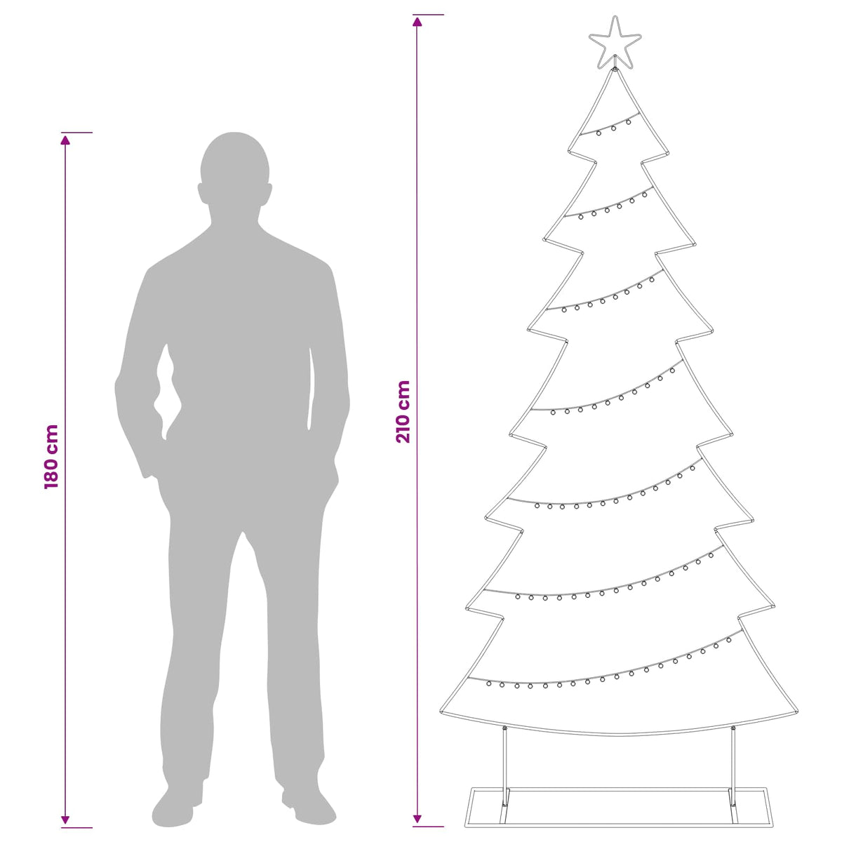 Metal Christmas Tree with Stand KUOPIO 210 cm Steel White