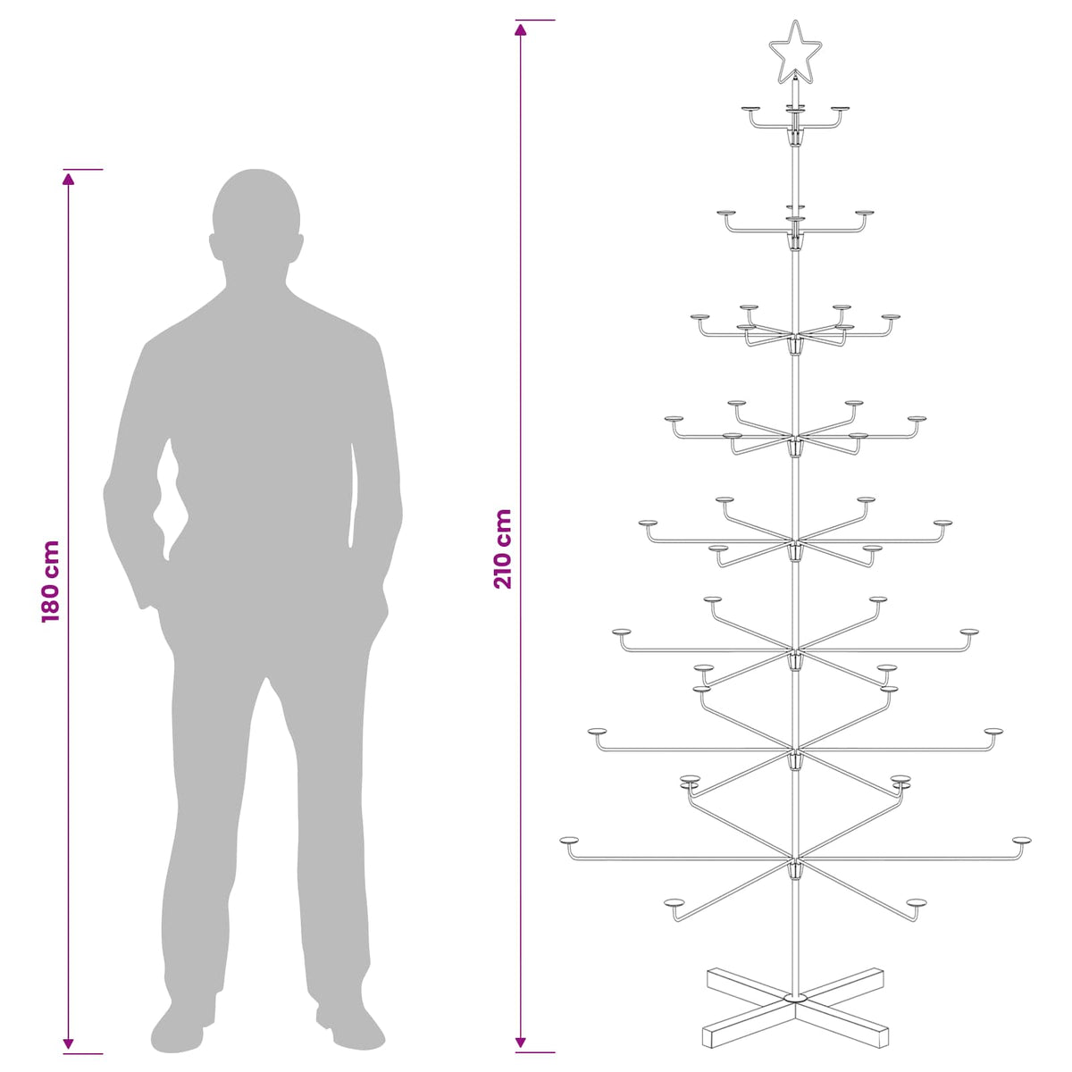 Metal Christmas Tree with Holder KUOPIO 210 cm Steel Black