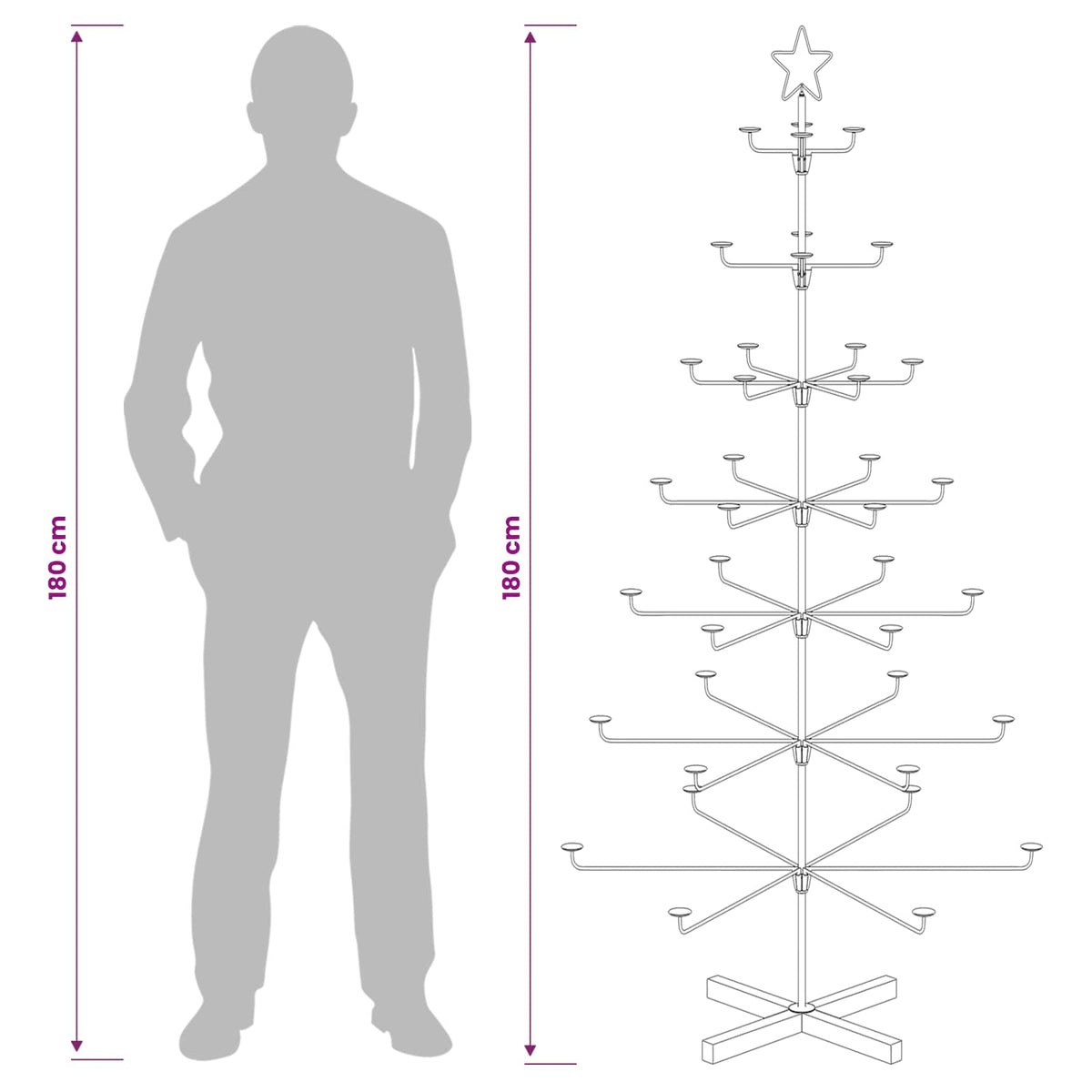 Metal Christmas Tree with Holder KUOPIO 180 cm Steel Gold