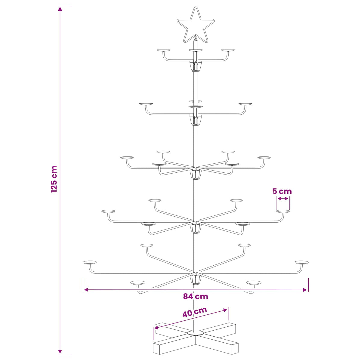 Metal Christmas Tree with Holder KUOPIO 125 cm Steel White