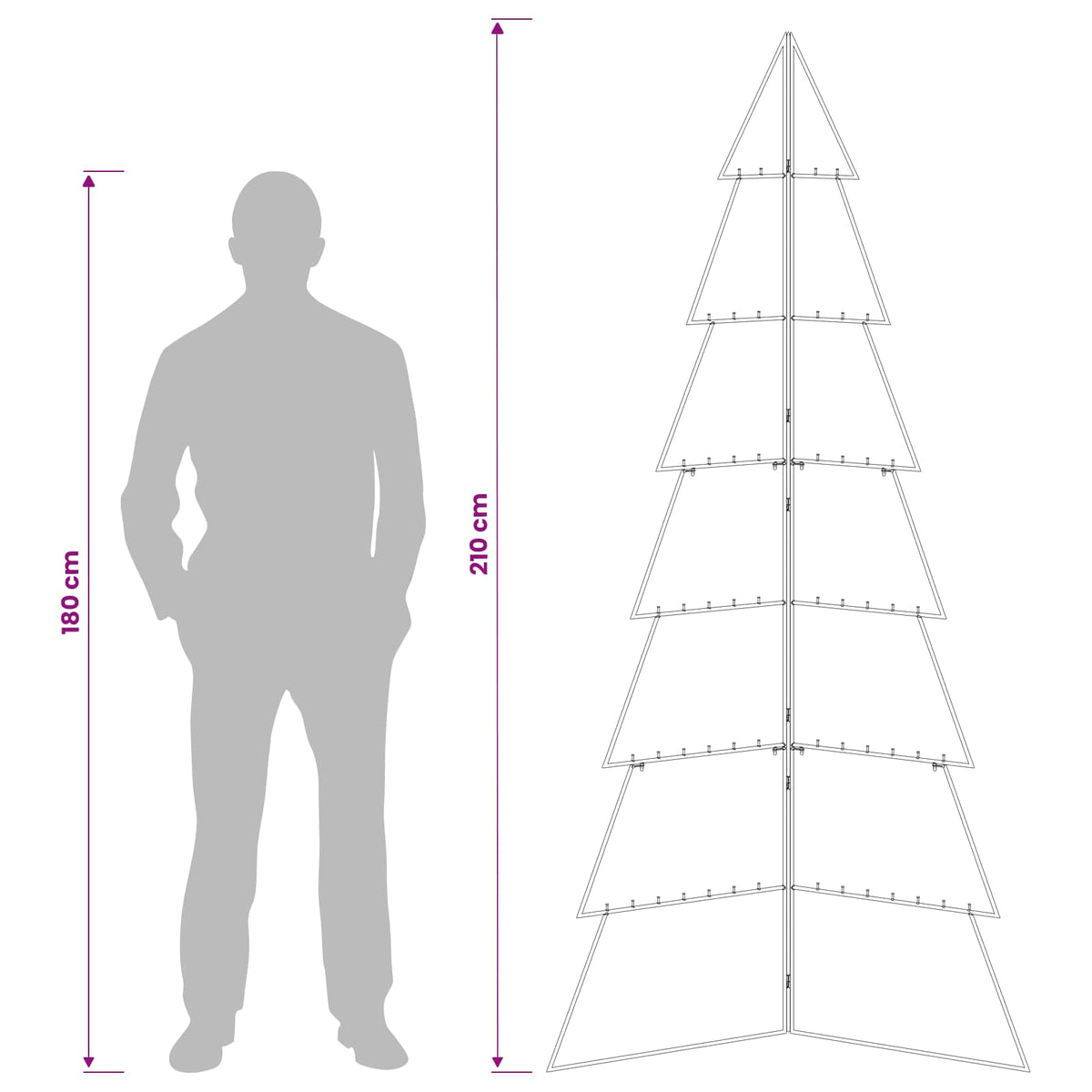 Metal Christmas Tree with Folding Stand KUOPIO 210 cm Steel