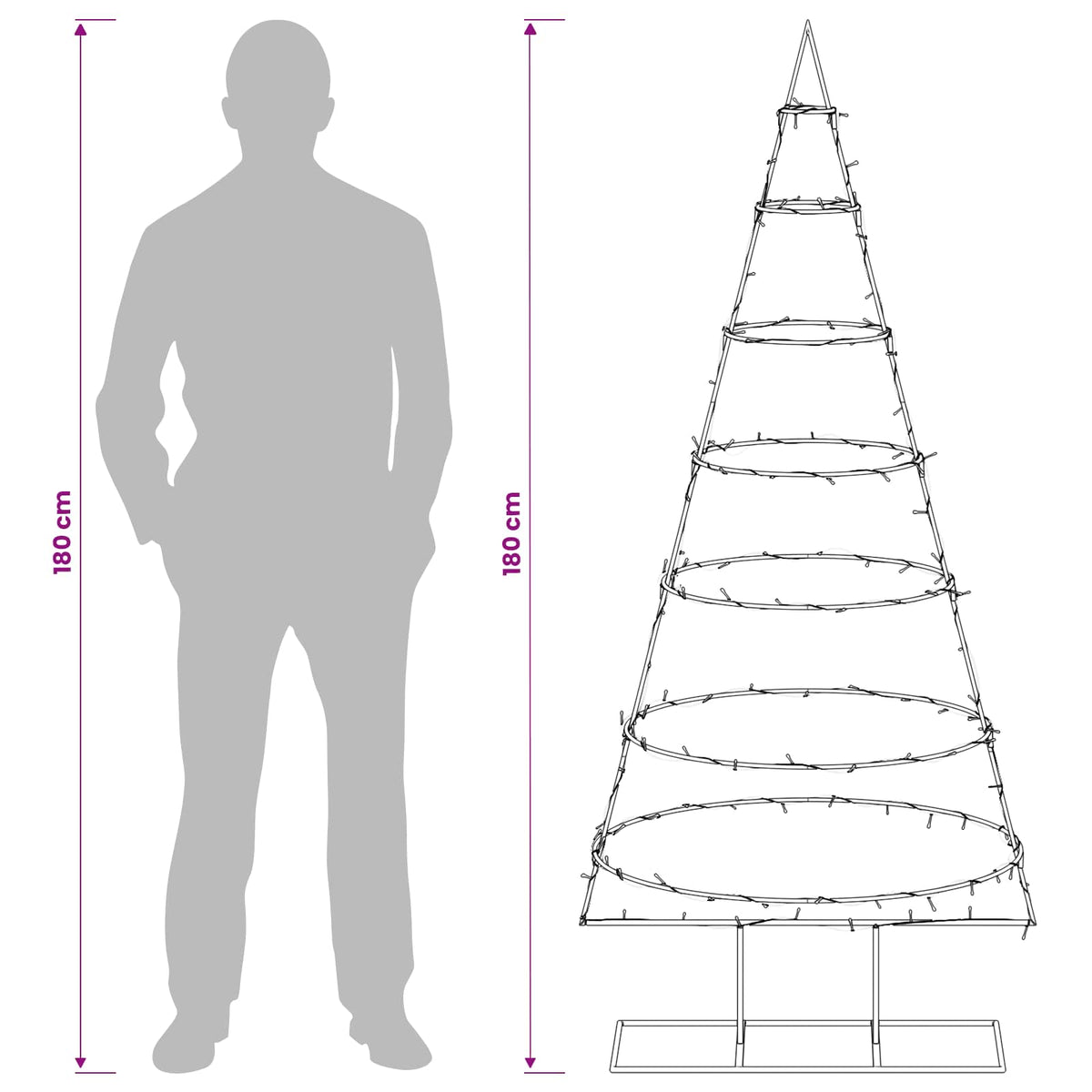 Metal Christmas Tree with Stand KUOPIO 180 cm Warm White Steel