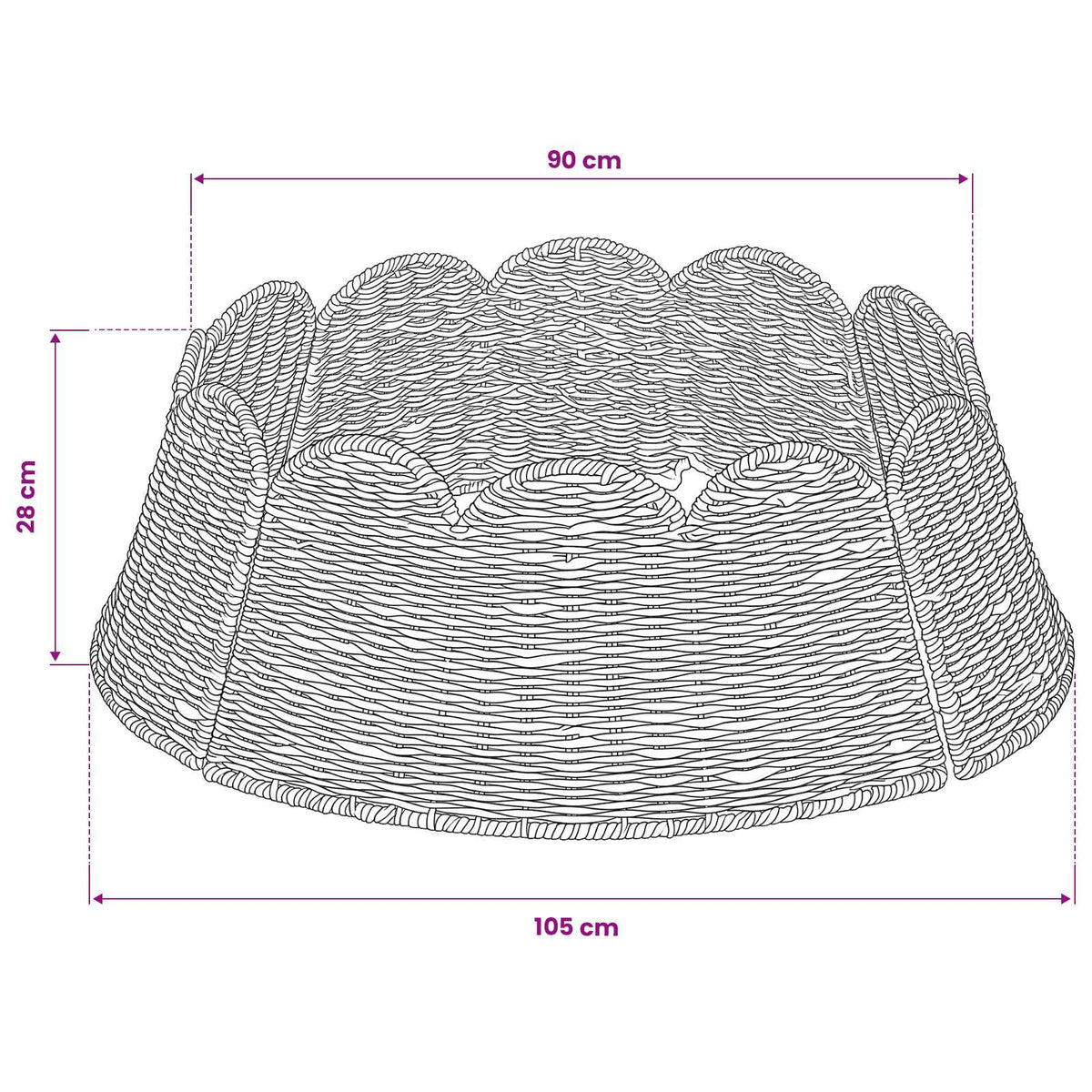 Christmas Tree Collar Round Natural Dia. 105 x 28 cm Seagrass