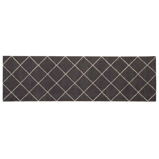 Kitchen Rug Anthracite Checked 300 x 60 cm 100% Polyamide Kitchen Rug Anthracite Checked 300 x 60 cm 100% Polyamide