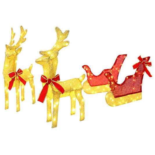 3D Christmas Reindeer with Sleigh LOVIISA 3 pcs 160 LEDs 3D Christmas Reindeer with Sleigh LOVIISA 3 pcs 160 LEDs