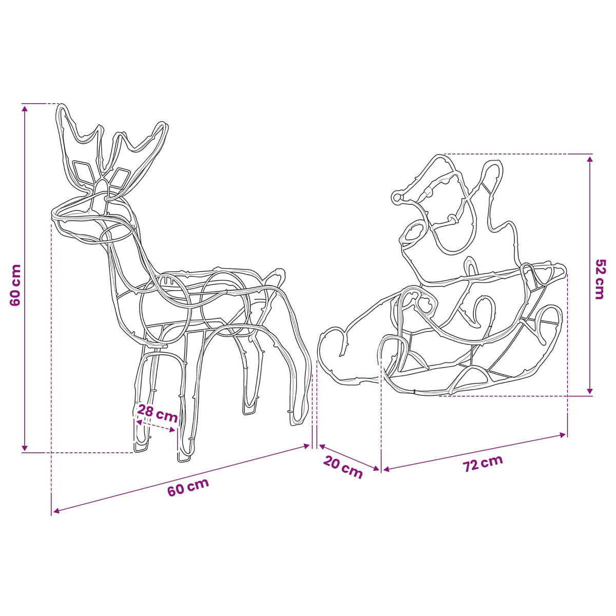Reindeer and Sleigh Christmas Decoration LOVIISA 320 LEDs