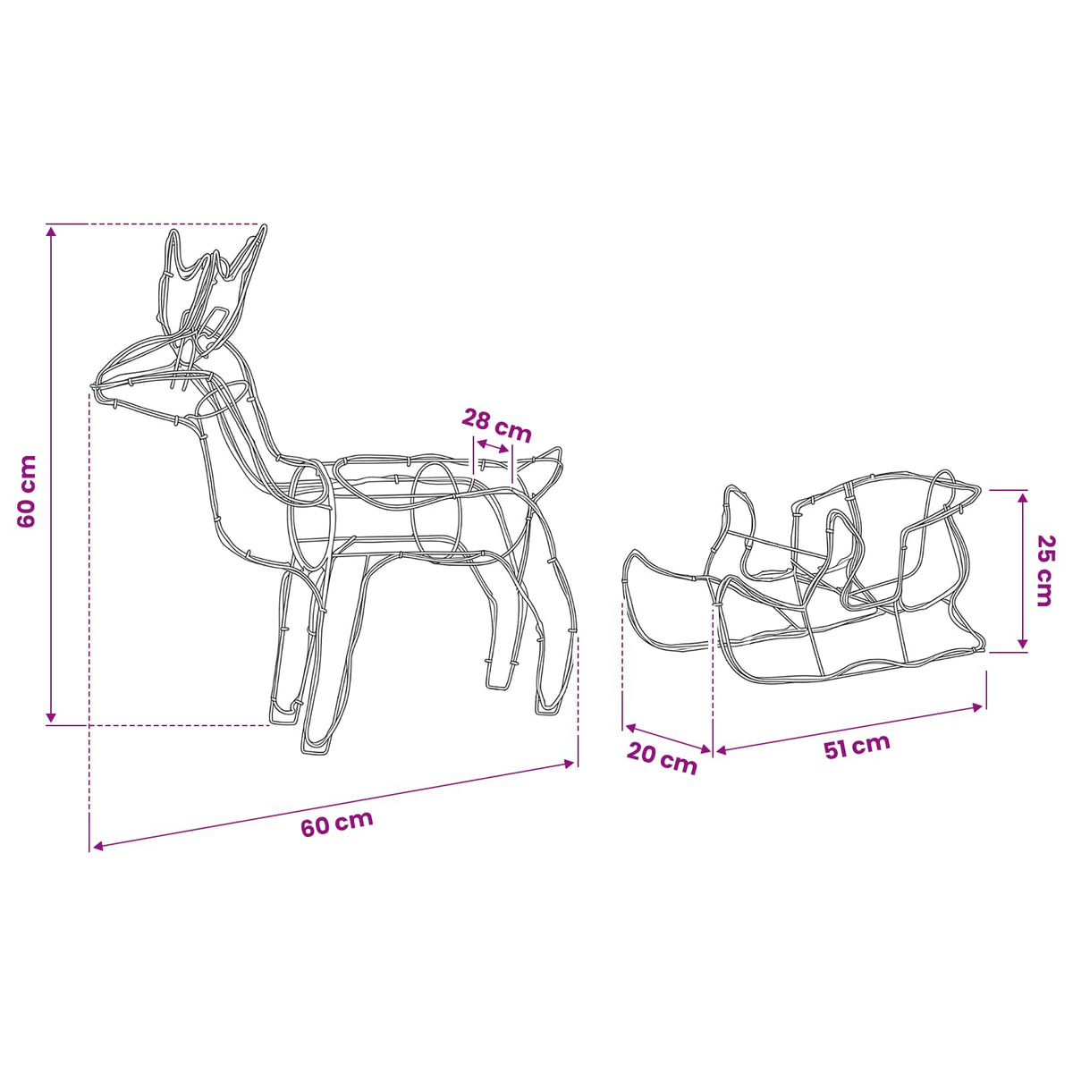 Reindeer and Sleigh Christmas Decoration LOVIISA 240 LEDs