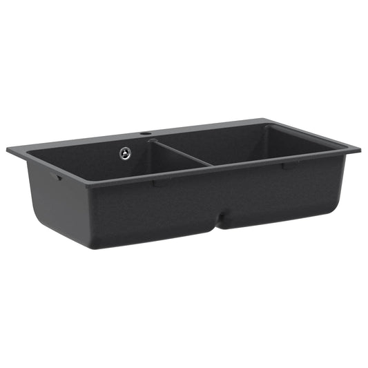 Kitchen Sink Double Basin Granite 86 x 51 x 30 cm Graphite Kitchen Sink Double Basin Granite 86 x 51 x 30 cm Graphite