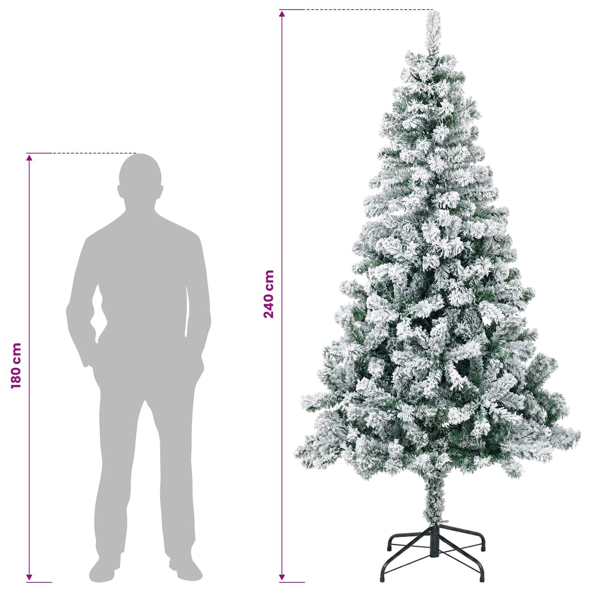 Artificial Hinged Christmas Tree 240 cm 300 LEDs Warm White