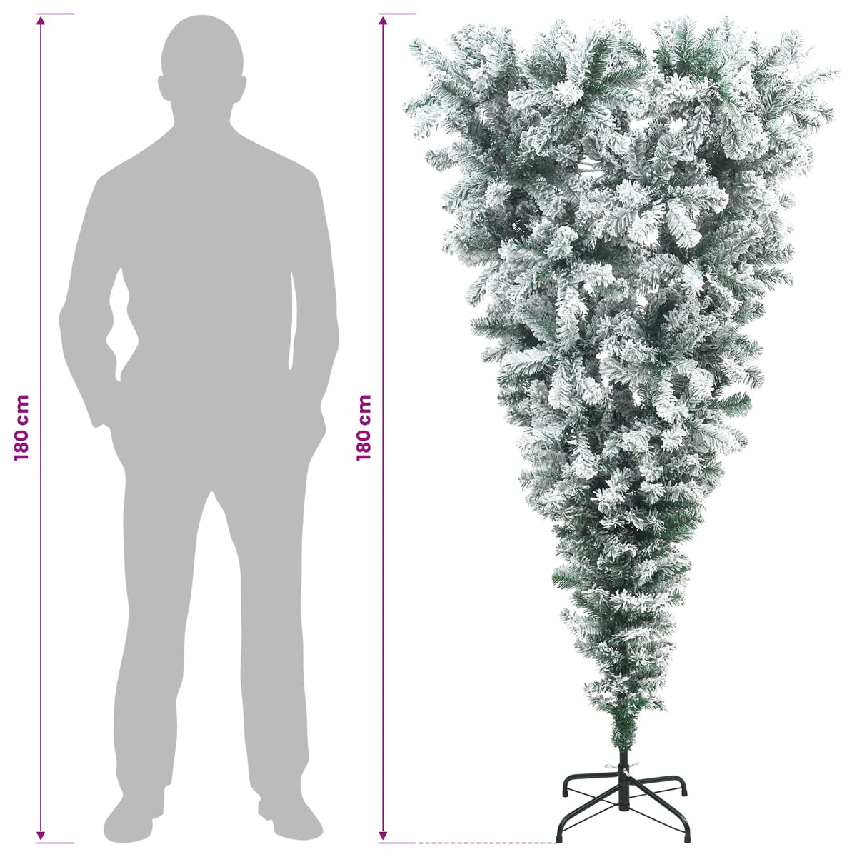 Upside-down Artificial Hinged Christmas Tree 180 cm 300 LEDs