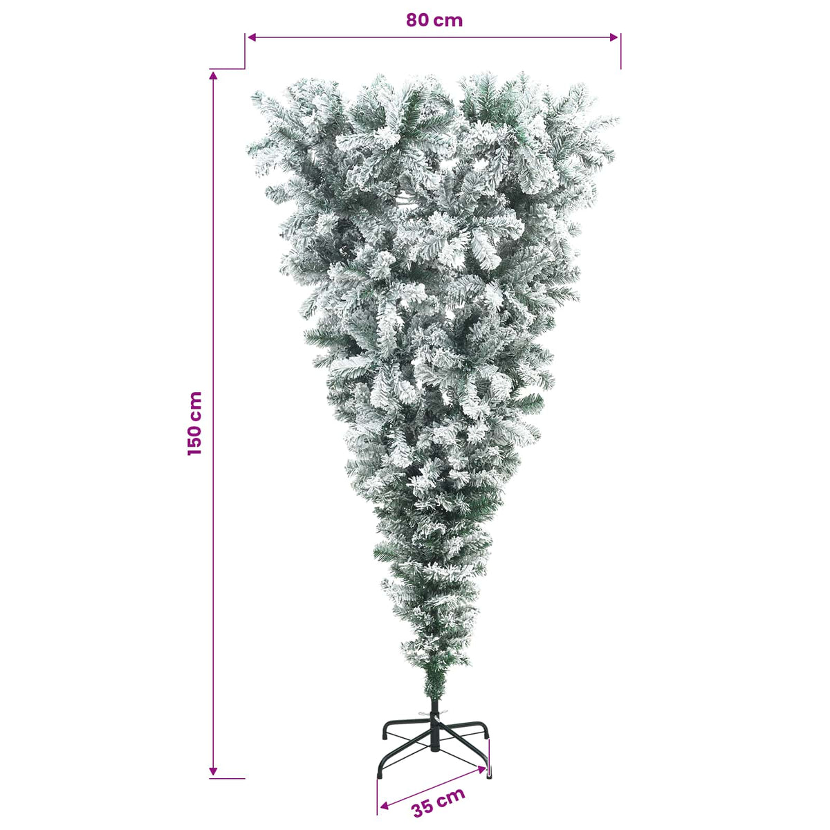 Upside-down Artificial Hinged Christmas Tree 150 cm 150 LEDs