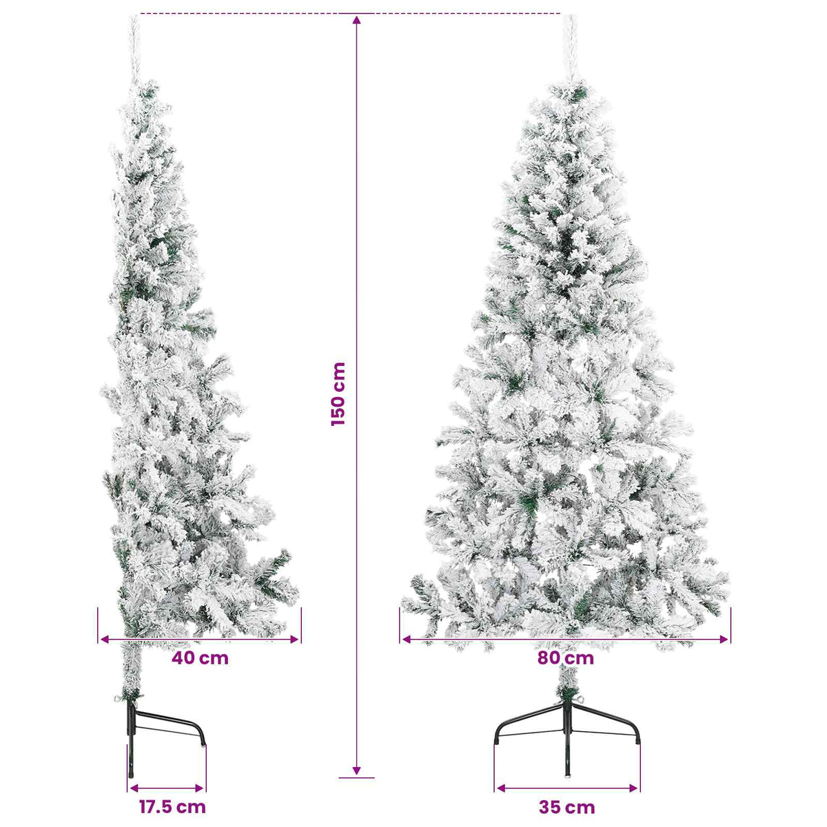 Artificial Hinged Christmas Tree 150 cm 150 LEDs Warm White