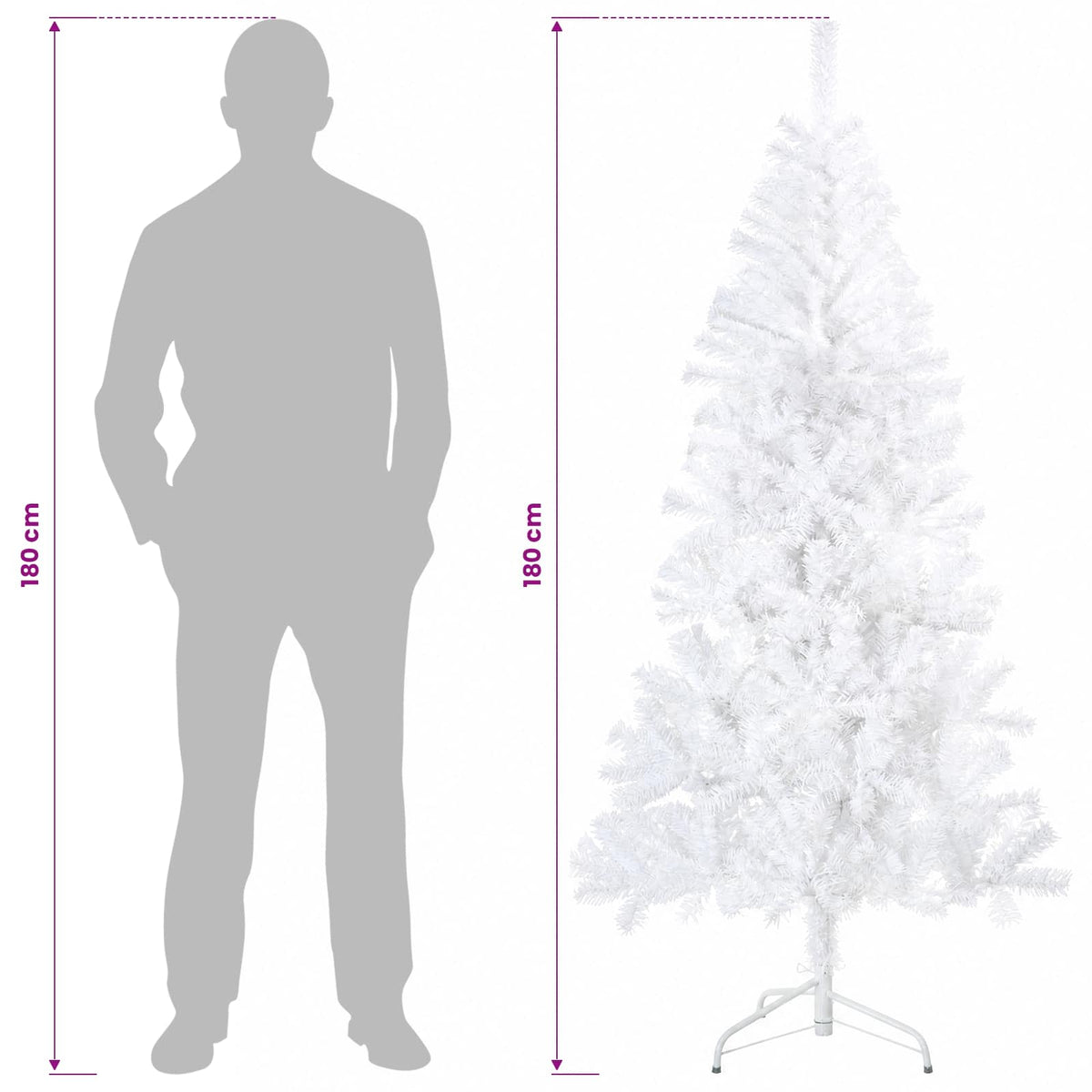 Artificial Hinged Christmas Tree 180 cm 300 LEDs Warm White