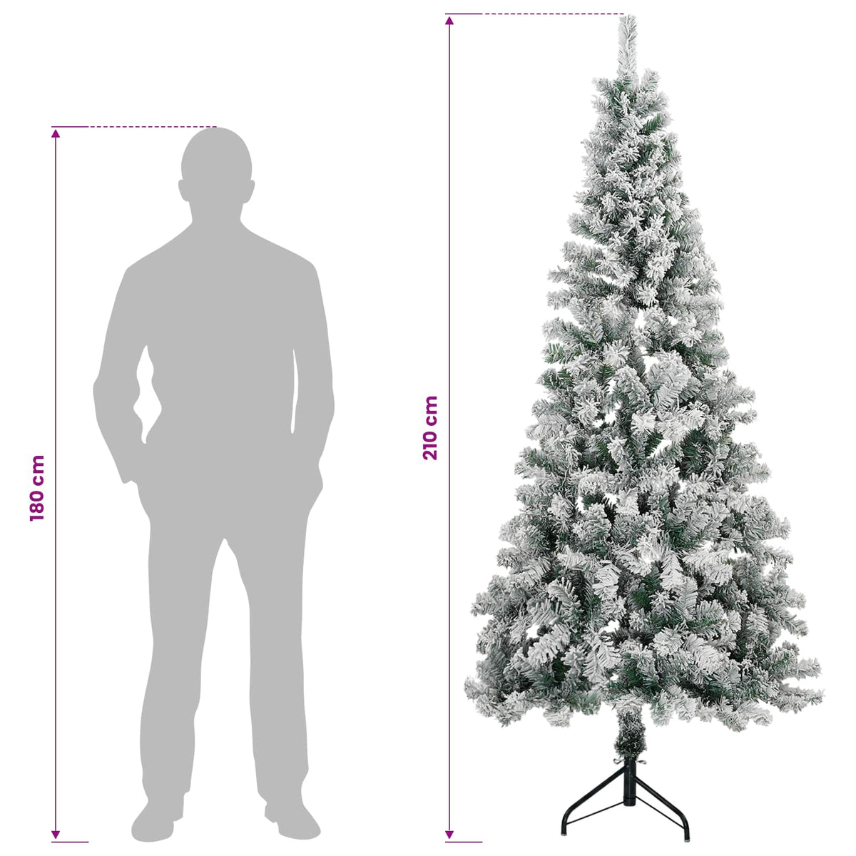 Artificial Hinged Christmas Tree 210 cm 300 LEDs Warm White
