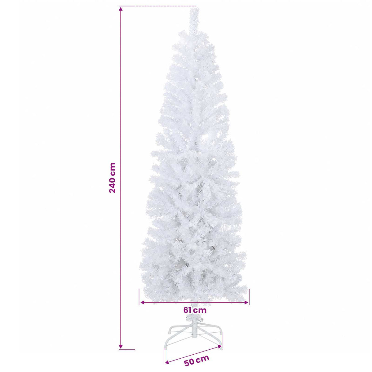 Artificial Slim Christmas Tree 240 cm 300 LEDs Warm White