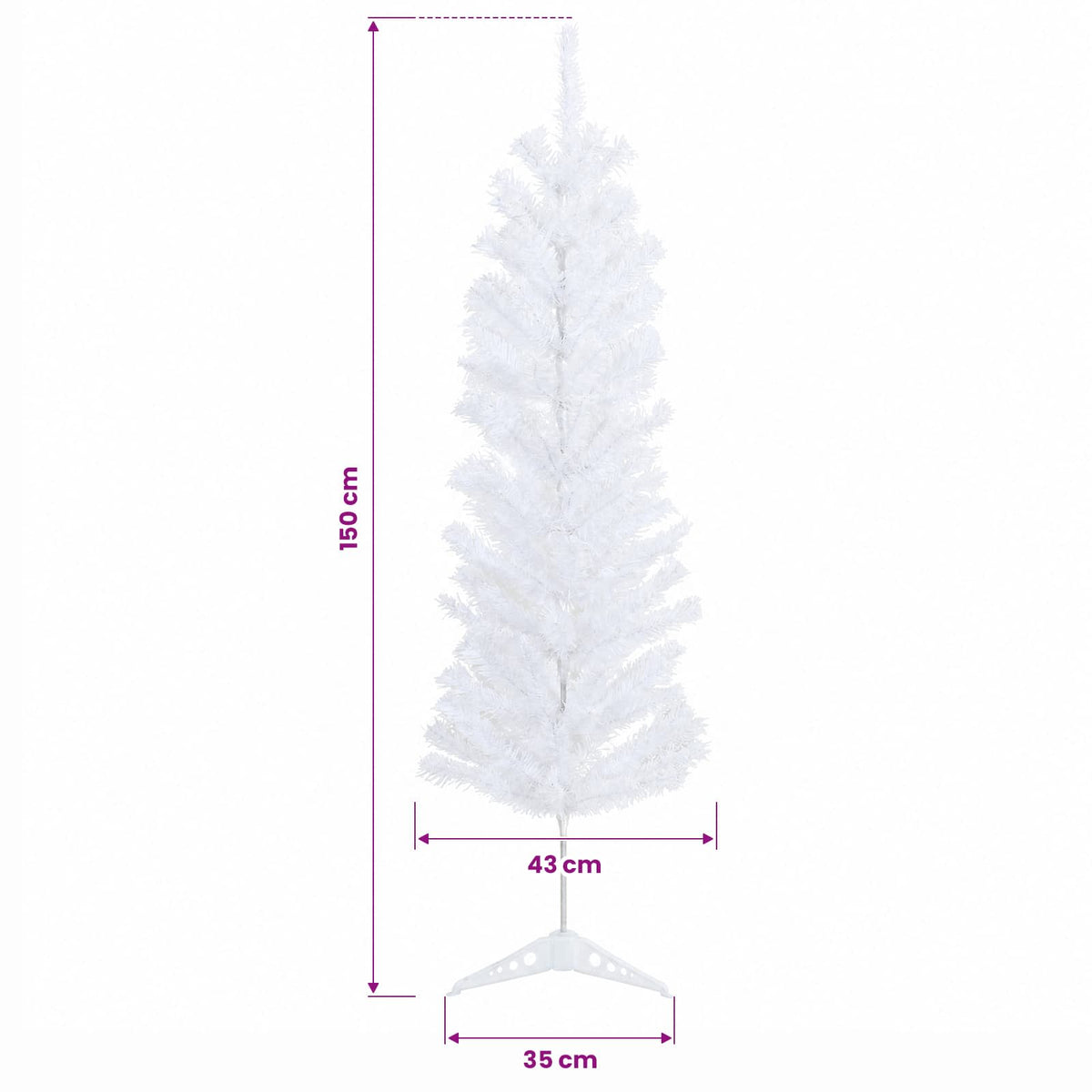 Artificial Slim Christmas Tree with Bauble 150 cm 150 LEDs