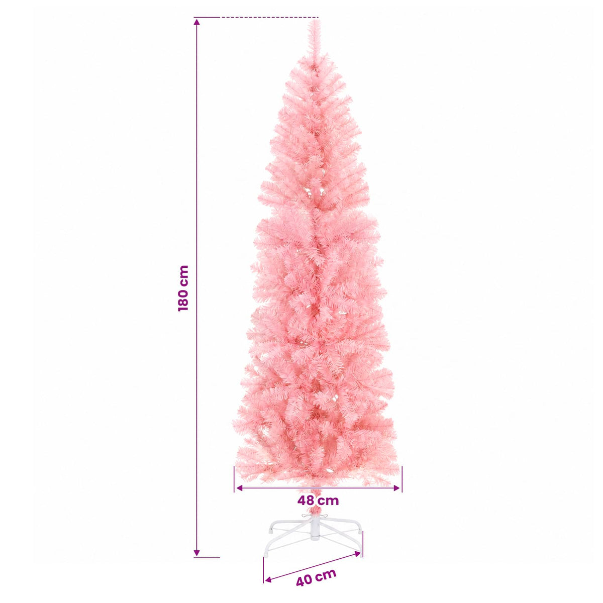 Artificial Slim Christmas Tree with Bauble 180 cm 300 LEDs