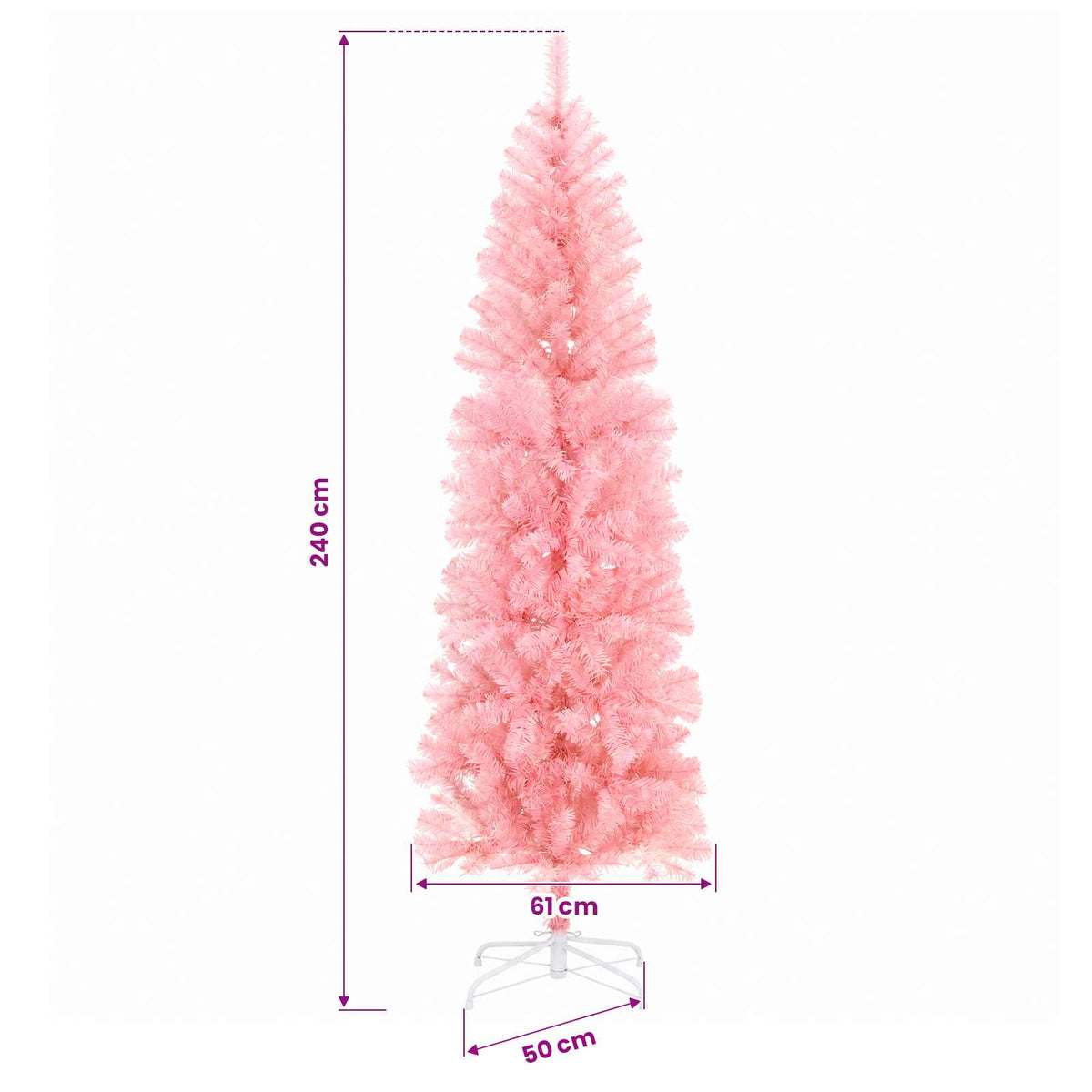 Artificial Slim Christmas Tree with Bauble 240 cm 300 LEDs