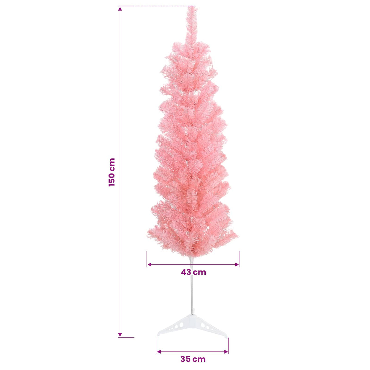 Artificial Slim Christmas Tree with Bauble 150 cm 150 LEDs
