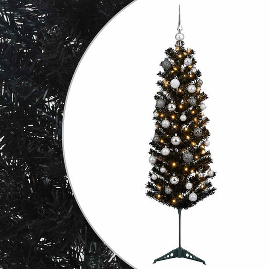 Artificial Slim Christmas Tree with Bauble 150 cm 150 LEDs Artificial Slim Christmas Tree with Bauble 150 cm 150 LEDs