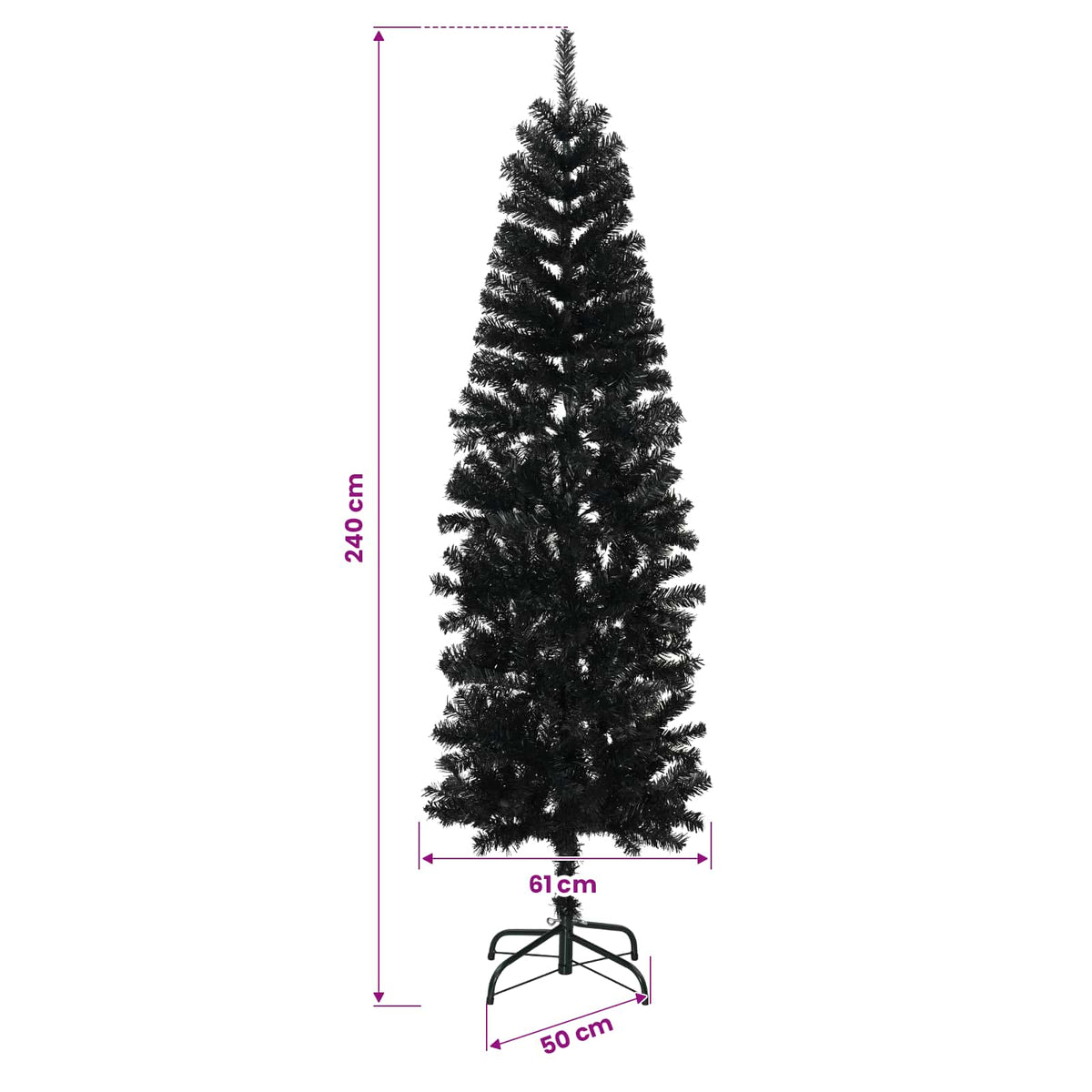 Artificial Slim Christmas Tree with Bauble 240 cm 300 LEDs