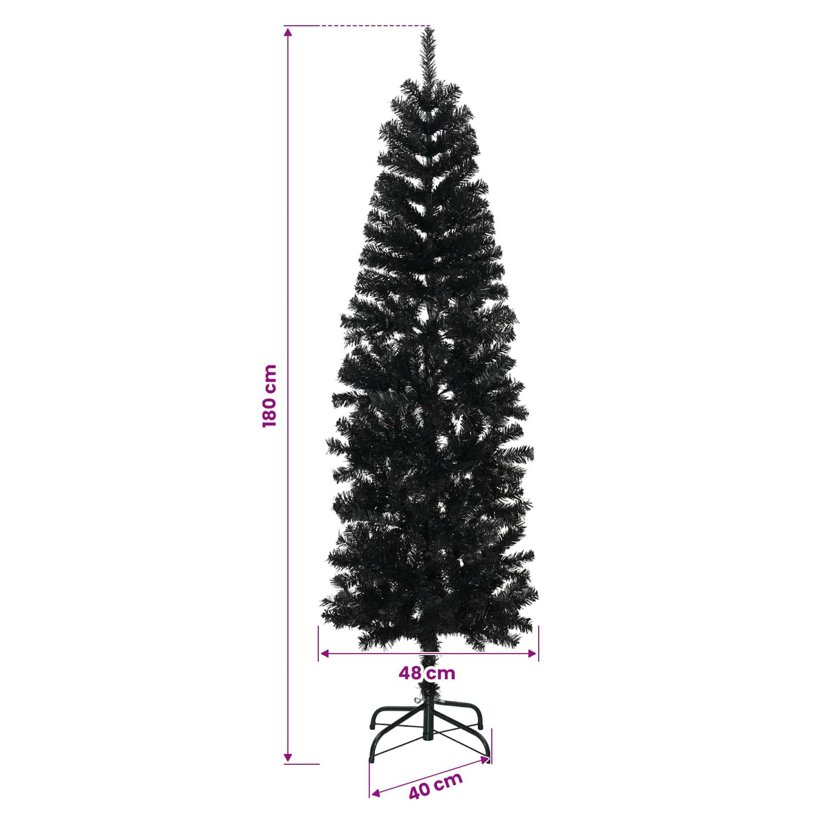 Artificial Slim Christmas Tree with Bauble 180 cm 300 LEDs