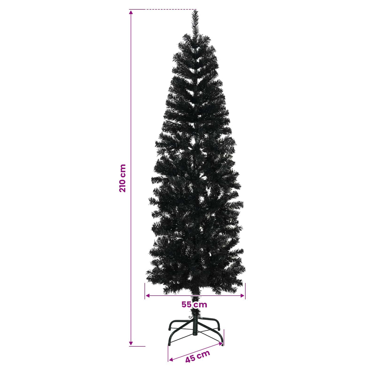 Artificial Slim Christmas Tree with Bauble 210 cm 300 LEDs